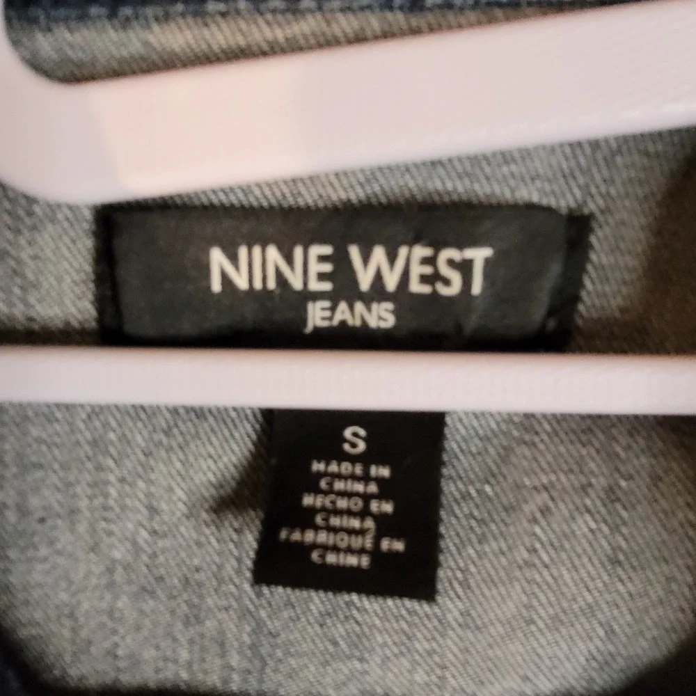 Nine West Jeans Womens‎ Denim Jacket Dark Wash Frayed Raw Hem Blue Size Small